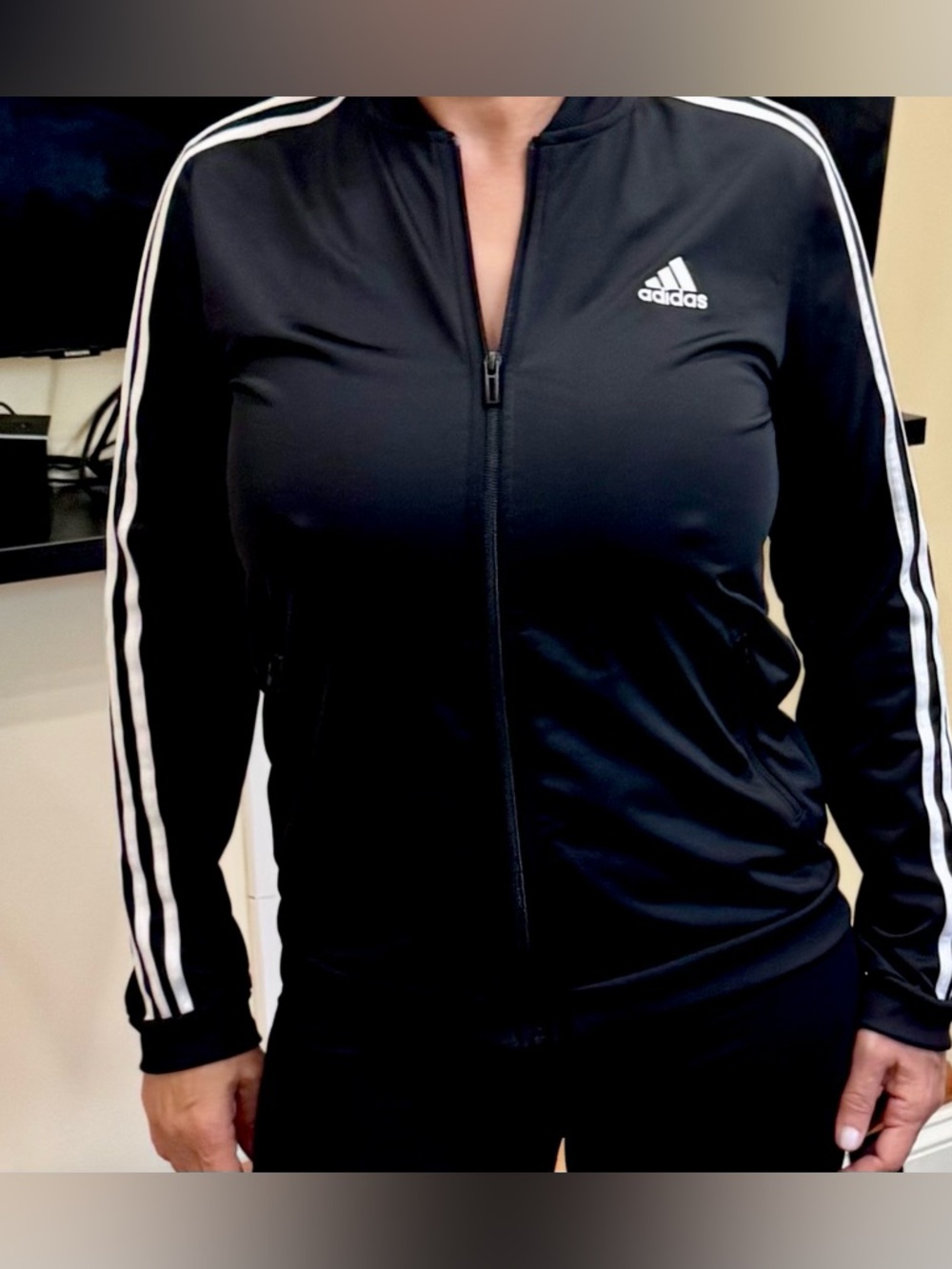 adidas Black Jacket with White Three-Stripe Detail